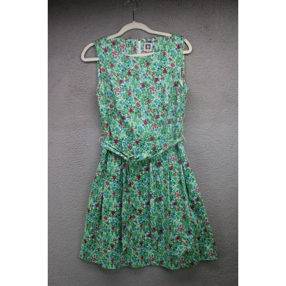 Anne Klein Sleeveless Floral Belted Dress-Size 6-Pockets-Cottagecore